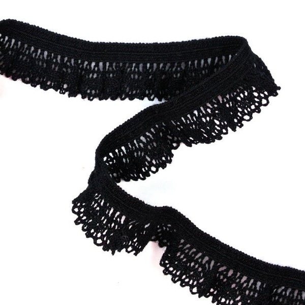 Мереживо 75411 100, чорне, 18 мм на резинці