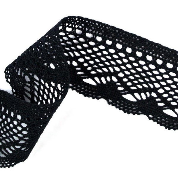 Мереживо 75414 100, чорне, 55 мм