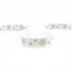 Стрічка з друком святкова сірі сніжинки 10 мм