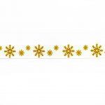 Стрічка з друком святкова сніжинки жовті - Зображення 2