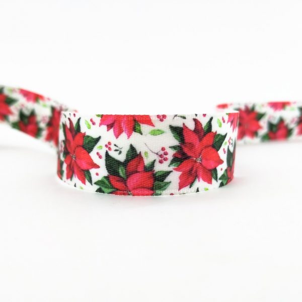 Стрічка з друком святкова червоні квіти