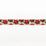 Стрічка з друком атласна новорічна 8147356/10 червоні квіти - Зображення 2