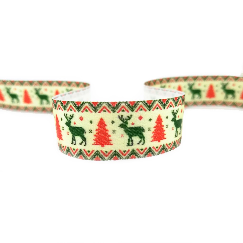 str-7 стрічка атласна олень ялинка