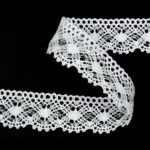 Мереживо 82231 10087, біле + срібло, 32 мм
