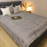 Покривало декоративне з льону, 3D-тканина в чорно-білу смужку, індивідуальний пошив