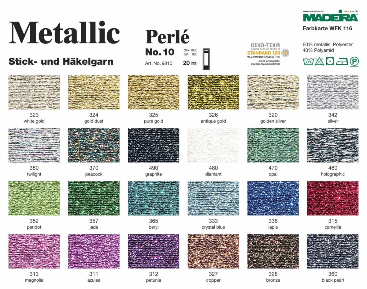 Металізовані нитки Madeira Metallic №10 Perle - Зображення 2